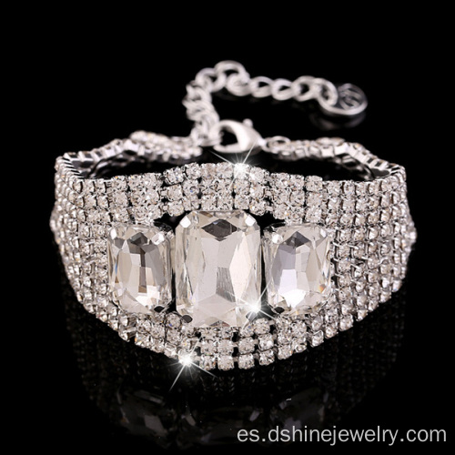 Brillante collar de cristal pulsera brazalete elástico de diamantes de imitación